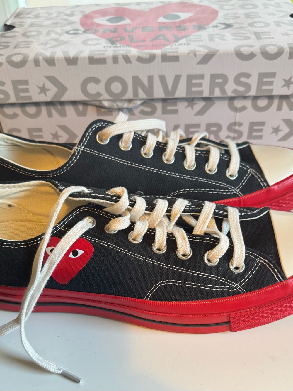 Converse x Comme des Garçons PLAY Black Canvas Low-Top Sneakers with Red Heart